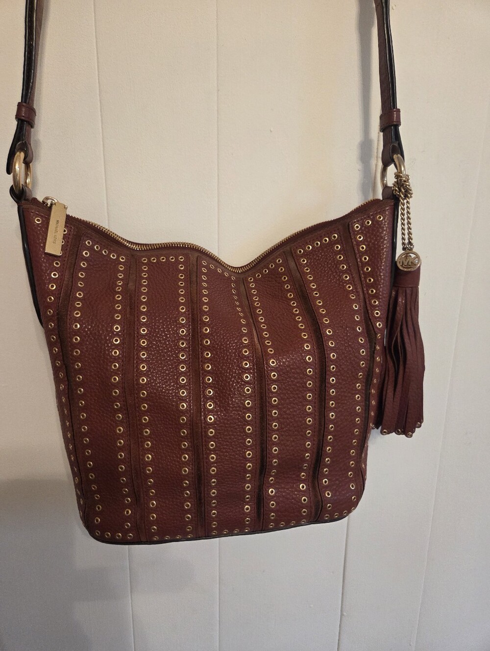 Michael Kors Brooklyn Leather Grommet Shoulder Bag - Picture 2 of 11